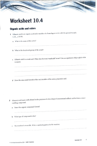 Organic Acids & Esters Worksheet: Chemistry Practice