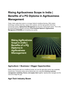 Rising Agribusiness Scope in India: PG Diploma Benefits & Career Growth