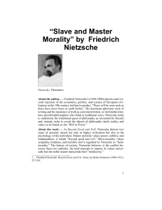 Nietzsche's Master and Slave Morality: Excerpt Analysis
