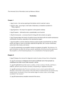 Henrietta Lacks Vocabulary List: Medical & Scientific Terms