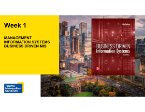 MIS Week 1: Business Driven Information Systems & Analytics