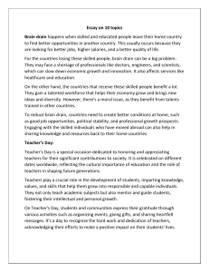 10 Essays: Brain Drain, Teacher's Day, Water Conservation, Holi, Life Aim