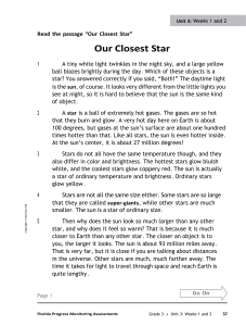 Grade 3 Reading: Our Closest Star & Maui Slows the Sun Assessment