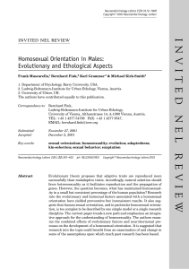 Homosexual Orientation in Males: Evolutionary & Ethological Aspects
