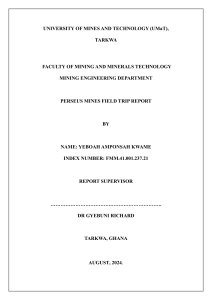 Perseus Mines Field Trip Report: Mining Engineering