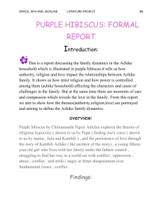 Purple Hibiscus Formal Report: Achike Family Dynamics Analysis