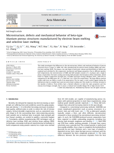 Microstructure & Mechanical Behavior of Ti Porous Structures (EBM/SLM)