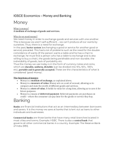 IGCSE Economics: Money and Banking Study Guide