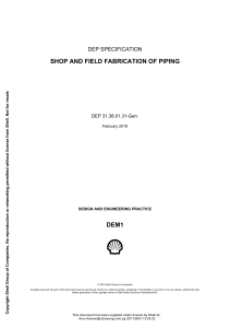 Piping Fabrication Specification - Shop and Field