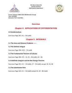 Calculus I Exercises: Differentiation & Integrals