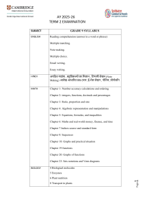 Grade 9 Term 2 Examination Syllabus AY 2025-26 - All Subjects
