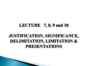 Research Justification, Significance, Delimitation & Limitation Lecture