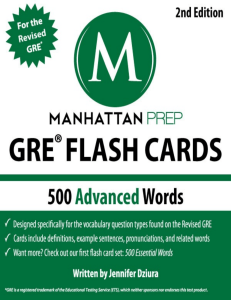 GRE Flash Cards: 500 Advanced Words for Test Prep
