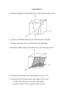 Crystallography Assignment: Miller Indices, Crystal Structures, Density