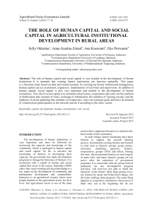 Human & Social Capital in Agricultural Institutional Development