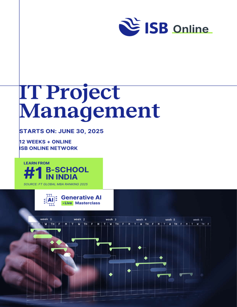 ISB Online IT Project Management Program | Learn GenAI & PMP