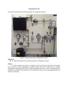 Experiment 06: Refrigeration System Operation & Working Principle