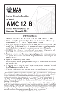 AMC 12 B 2013: American Mathematics Contest Problems & Instructions