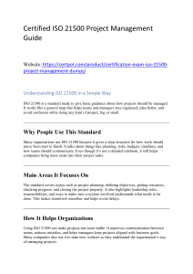 Certified ISO 21500 Project Management Preparation Guide Essential Study Resources