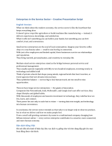 Service Sector Enterprises: Presentation Script