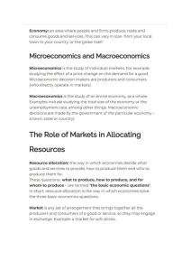 Economics: Microeconomics, Macroeconomics, Resource Allocation & PED