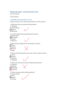 Biology Olympiad Grade 8 Practice Test