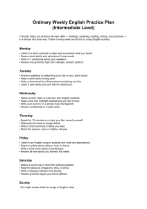 Weekly English Practice Plan: Intermediate Level Skills Development