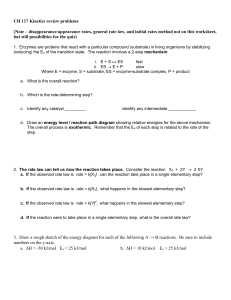 CH 117 Kinetics Review Problems: Enzyme Mechanisms & Rate Laws