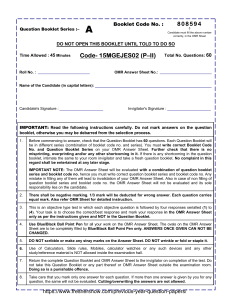 General English Question Booklet - Exam Preparation & Practice Test