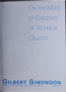 Gilbert Simondon: On the Mode of Existence of Technical Objects