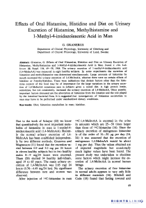 Oral Histamine, Histidine & Diet Effects on Urinary Excretion in Man