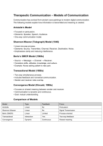Therapeutic Communication Models: Aristotle to Convergence