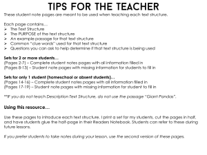 Text Structure Note Pages: Cause & Effect, Problem/Solution