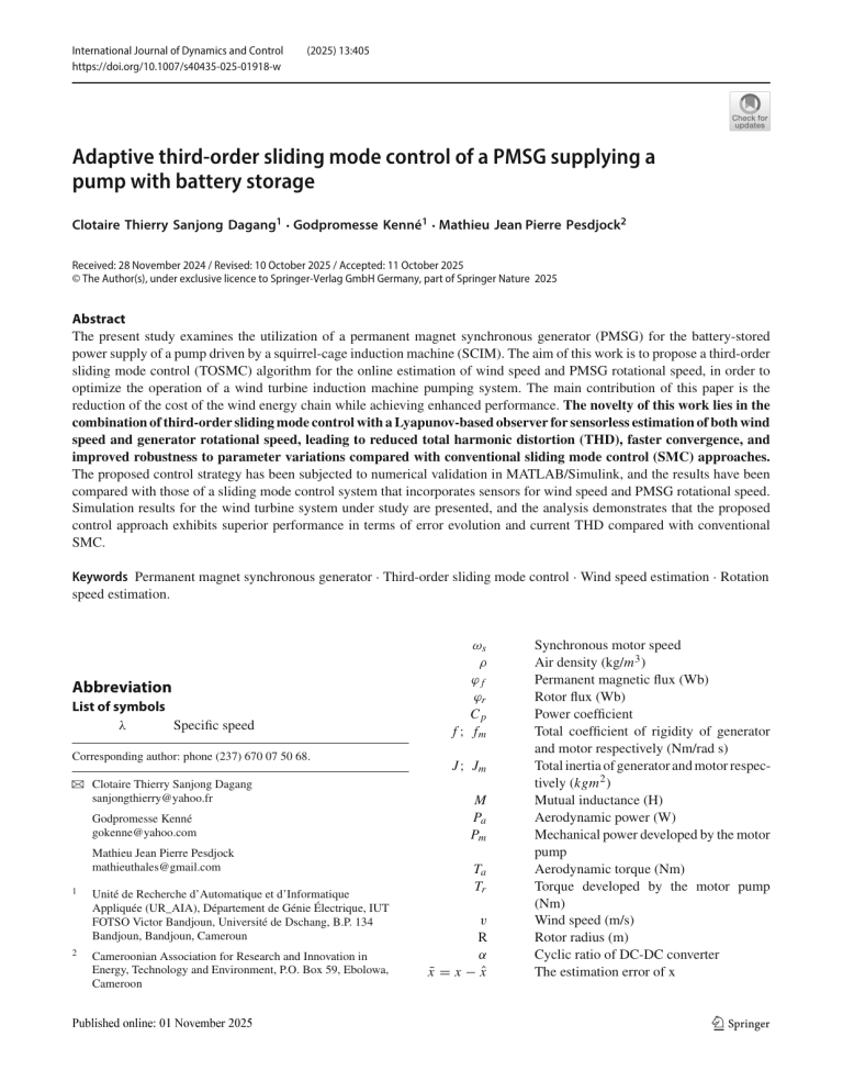 Adaptive Sliding Mode Control of PMSG for Wind Turbine