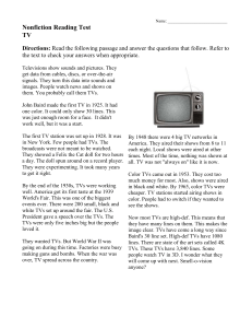 TV History Reading Test: Comprehension Questions & Answers