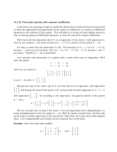 First-Order Systems with Constant Coefficients: Eigenvalues & Solutions