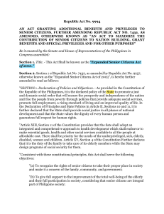 Expanded Senior Citizens Act of 2010: Benefits & Privileges