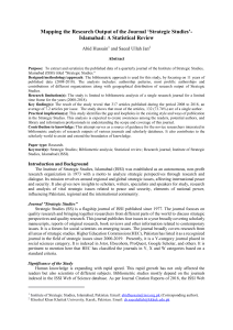 Research Output of 'Strategic Studies' Journal: A Bibliometric Review