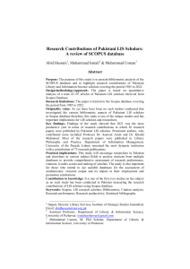 Pakistani LIS Research in SCOPUS: A Bibliometric Analysis