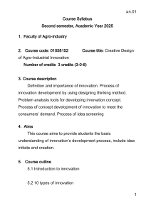 Creative Design of Agro-Industrial Innovation Course Syllabus