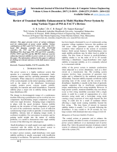 Transient Stability Enhancement: PSS & FACTS Review