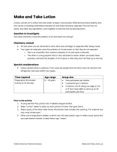 Make and Take Lotion: Chemistry Activity Guide