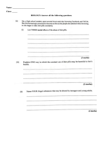 Biology Worksheet: Diet Pills & Illegal Substances