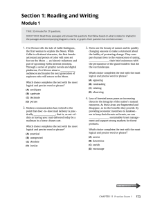 Reading & Writing Practice Exam: Module 1