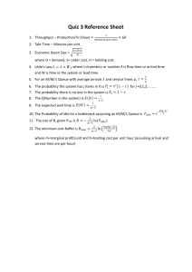Quiz 3 Reference Sheet: Operations Management & Queueing Formulas