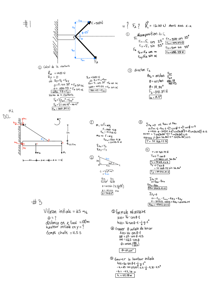 Solved Physics Problems: Mechanics, Statics & Kinematics Examples