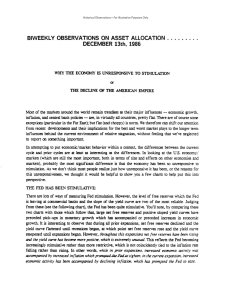 Ray Dalio: Biweekly Observations on Asset Allocation - Dec 1986 Economy