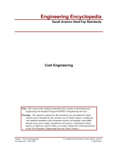 Saudi Aramco Cost Engineering: Project Management Standards & Training