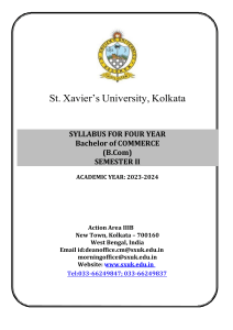 St. Xavier's University B.Com Semester II Syllabus 2023-24