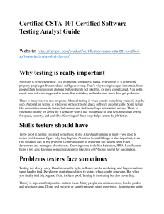 Certified Software Testing Analyst Guide CSTA-001